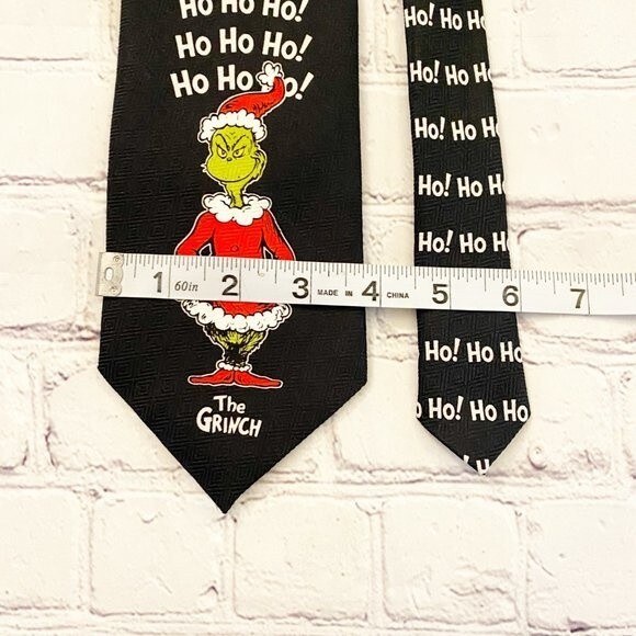 Dr. Seuss Black Ho Ho HO Christmas Santa Character Grinch BlackTie OS - Picture 8 of 8